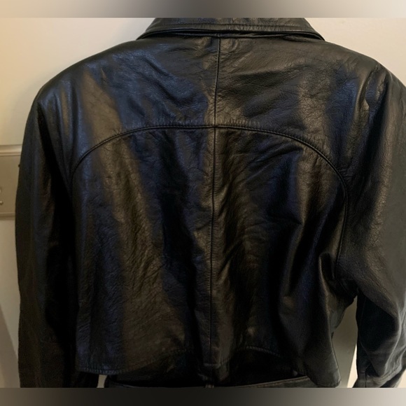 Vintage Wilsons Genuine Leather Belted Jacket Coat with removable zip lining S - Picture 8 of 10